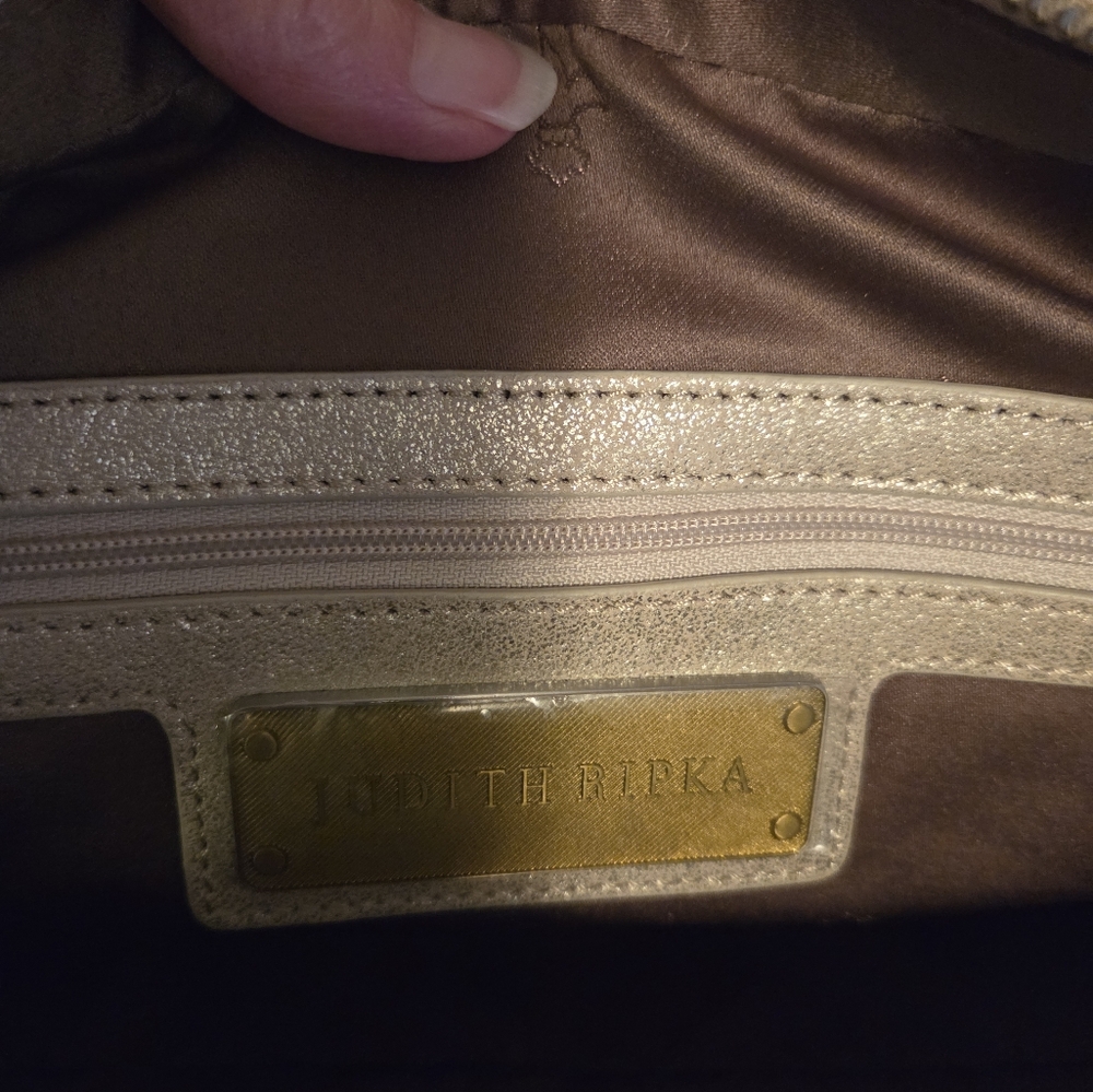 Vintage JUDITH RIPKA "Jane" east/west Zip Top Bag with Front Pocket. - Picture 8 of 12